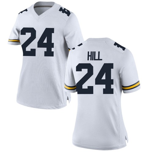 Lavert Hill Michigan Wolverines Women's NCAA #24 White Game Brand Jordan College Stitched Football Jersey ETL5054FD